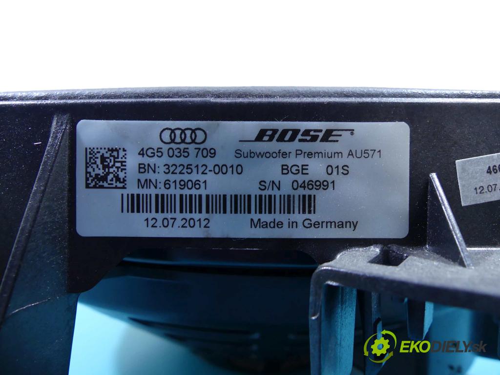 Audi A6 C7 2011-2018 2.0 TFSI 211KM automatic 155 kW 1984 cm3 4- Subwoofer: 4G5035709 (Audio zariadenia)