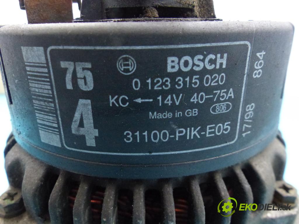 Honda Civic VI 1995-2001 1.4 16v 90 hp manual 66 kW 1396 cm3 5- Alternator 0123315020 (Alternátory)