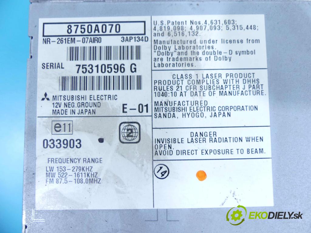 Mitsubishi Outlander II 2006-2013 2.2 DI-D 156 HP manual 115 kW 2179 cm3 5- Radio originál 8750A070