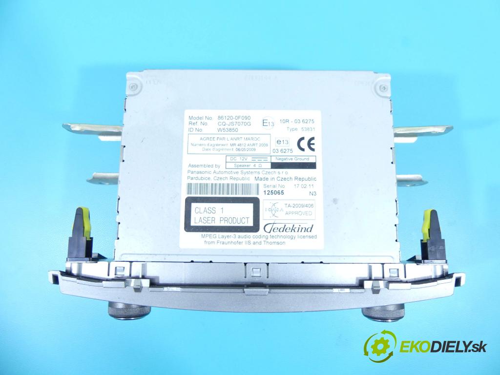 Toyota Verso 2009-2018 2.0 D4D 126 HP manual 93 kW 1998 cm3 5- Radio originál 86120-0F090
