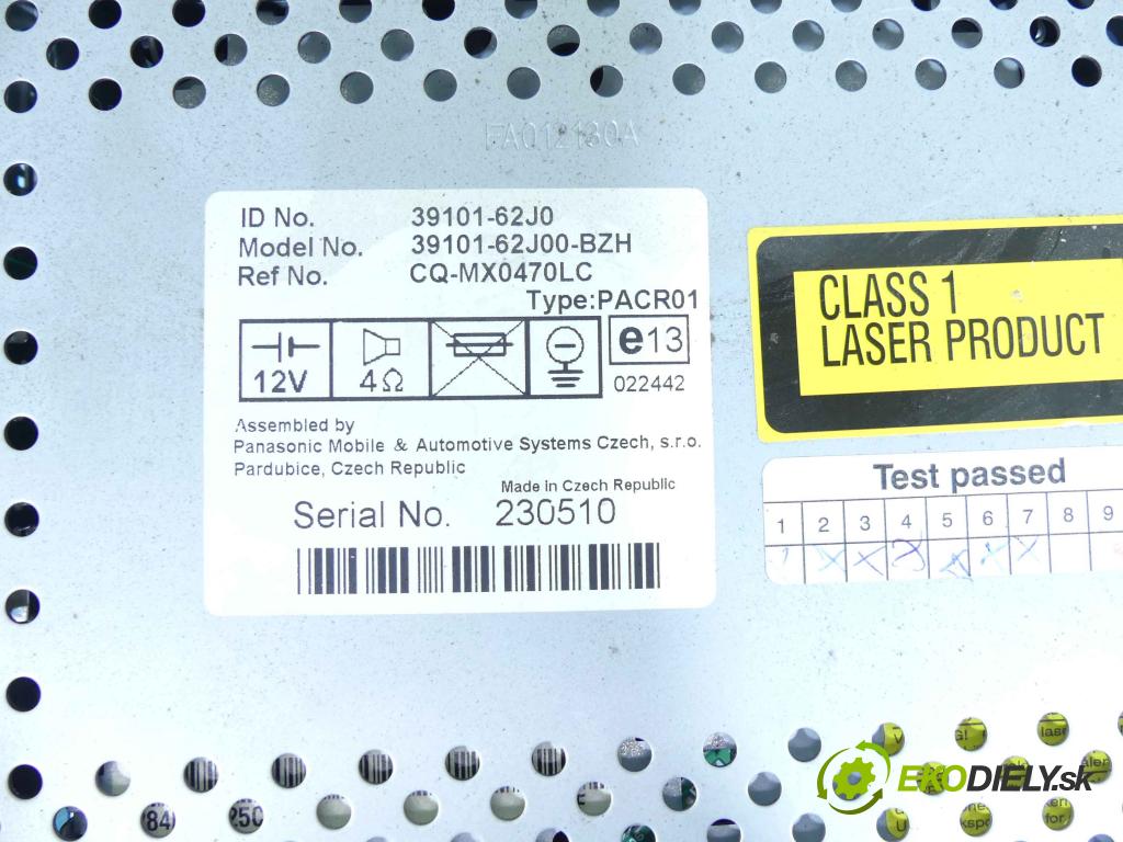 Suzuki Swift Mk6 2005-2010 1.3 16v 90 HP manual 66 kW 1328 cm3 5- Radio originál 39101-62J0