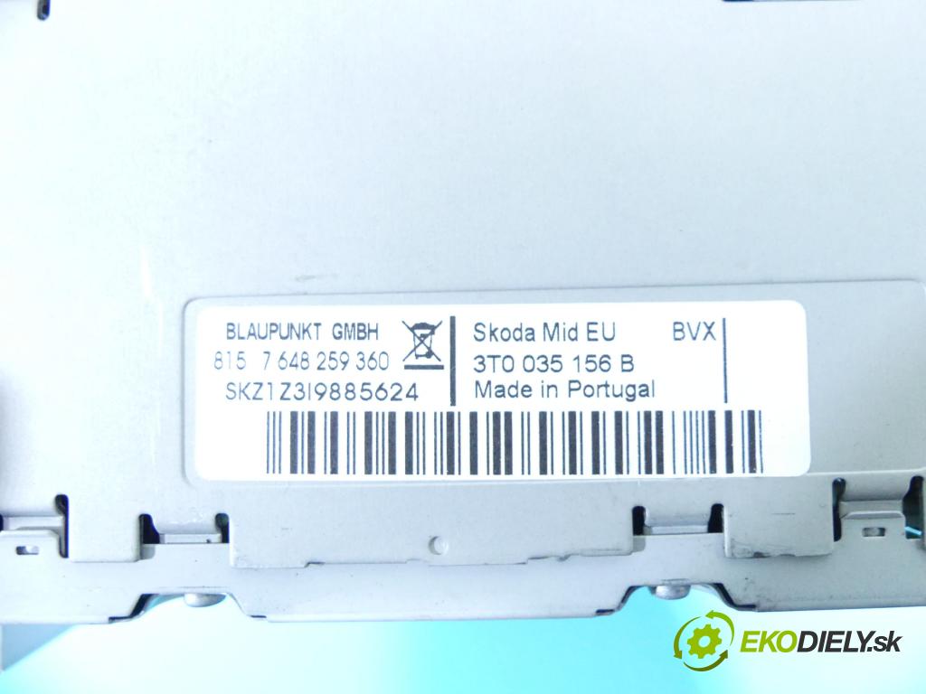 Skoda Superb II 2008-2015 2.0 tdi 170 HP automatic 125 kW 1968 cm3 4- Radio originál 3T0035156B