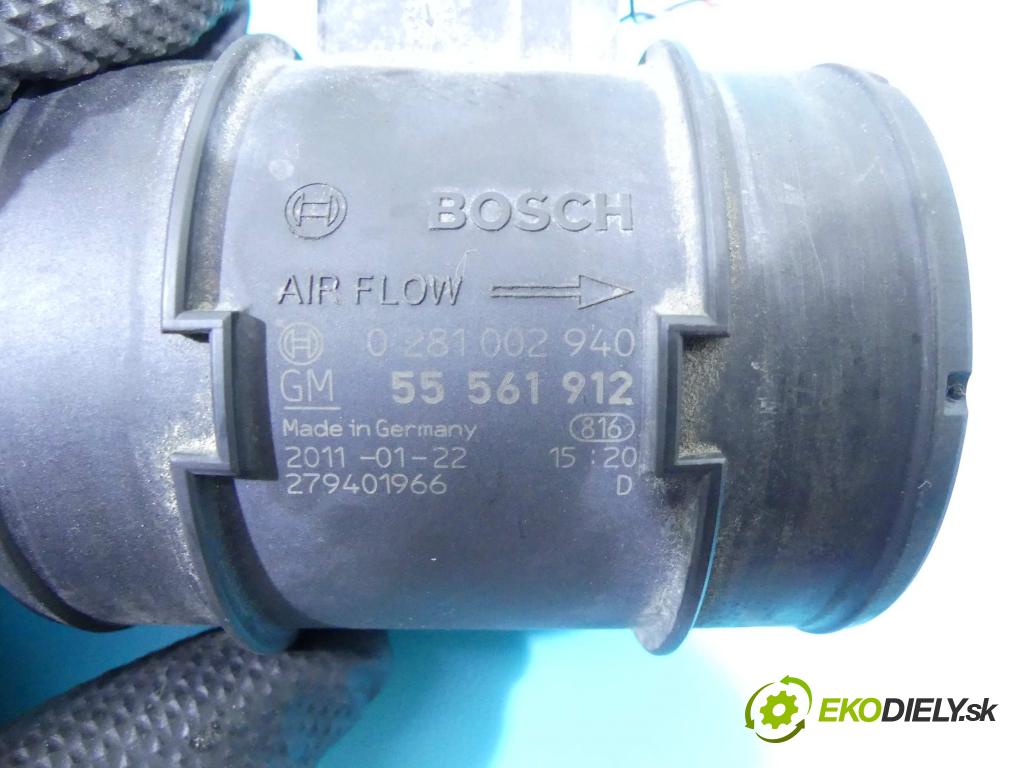 Opel Astra IV 2009-2015 1.7 cdti 110 HP manual 81 kW 1686 cm3 5- průtokoměr: 0281002940 (Váhy vzduchu)