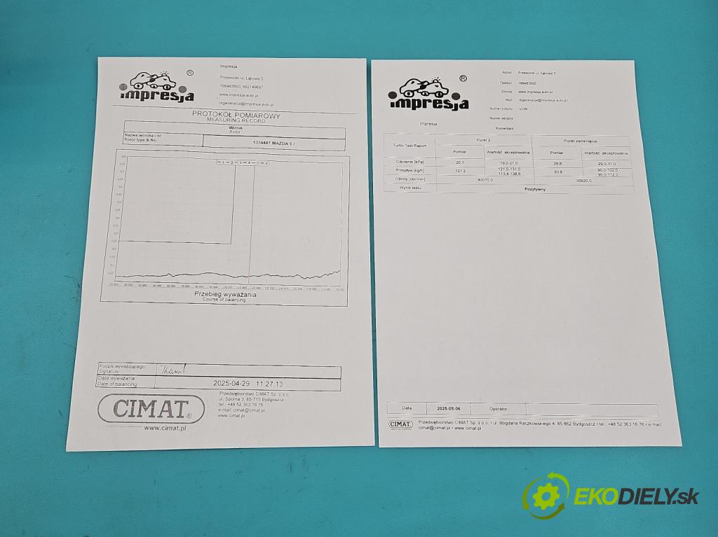 Mazda 5  2005-2010 2.0 citd 143 HP manual 105 kW 1998 cm3 5- turbodúchadlo, turbo repasovaná VJ36