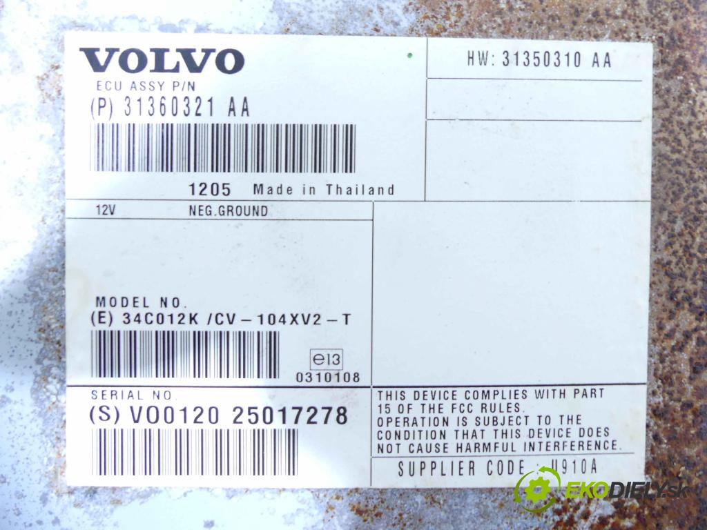 Volvo V60 I 2010-2018 2.0 D3 163 HP automatic 120 kW 1984 cm3 5- Zesilovač: 31360321AA (Zosilňovače)