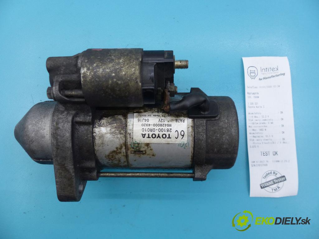 Toyota Auris I 2006-2013 2.0 D4D 126 HP manual 93 kW 1998 cm3 5- štartér 28100-0R010 (Štartéry)