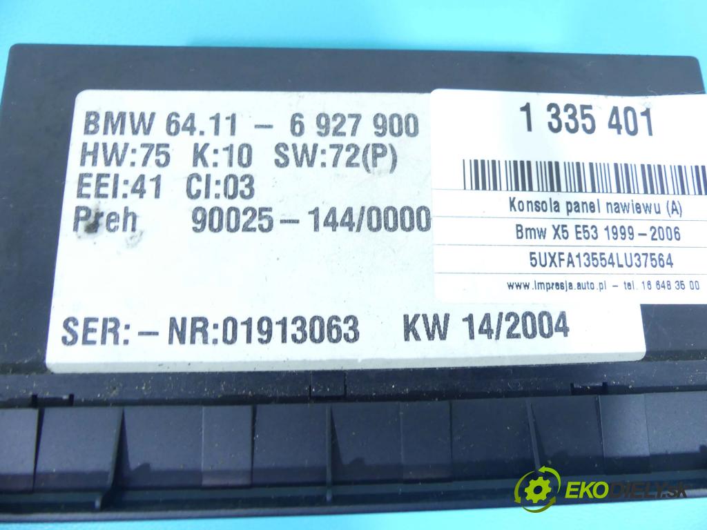 Bmw X5 E53 1999-2006 3.0 R6 231 HP automatic 170 kW 2979 cm3 5- panel kúrenia 6927900