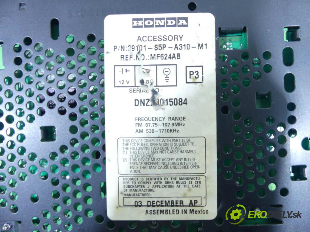 Honda Civic VII 2000-2006 1.7 16v 124hp automatic 91 kW 1698 cm3 2- Radio originál 39101-S5P-A310-M1