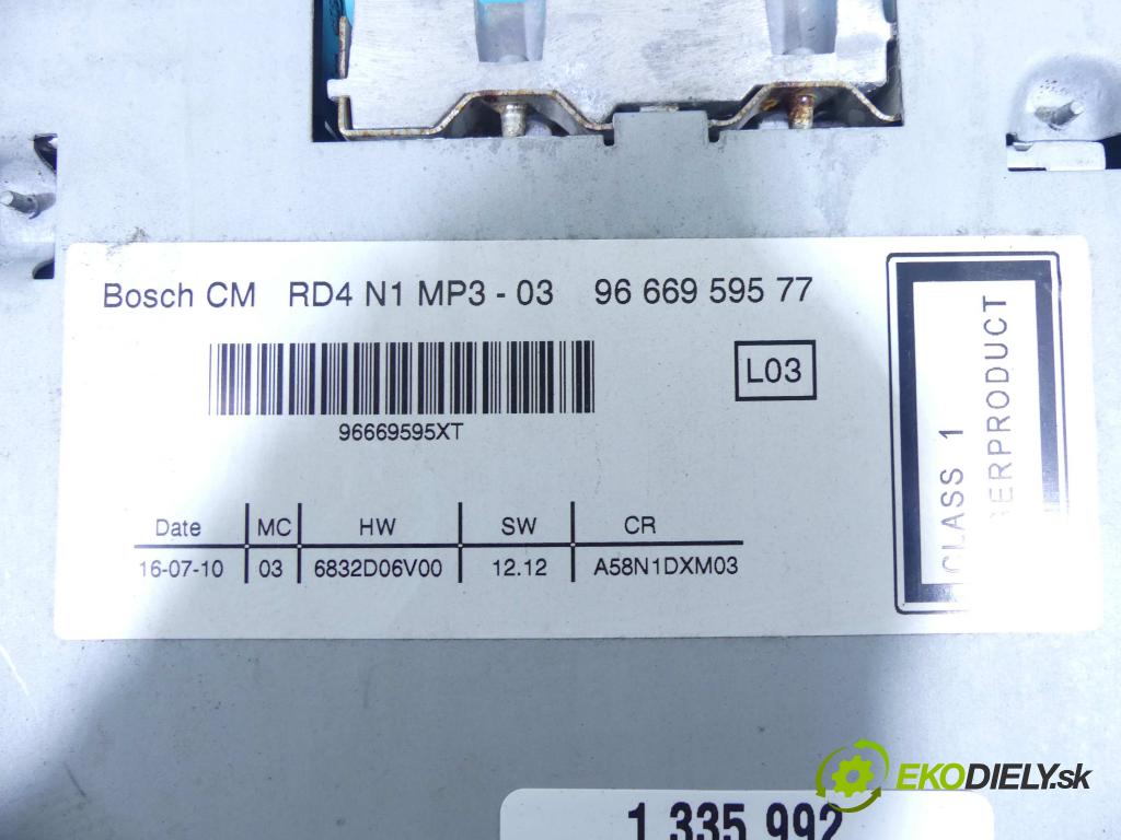 Citroen C3 Picasso 2008-2017 1.4 16V 95 HP manual 70 kW 1397 cm3 5- Radio originál 9666959577