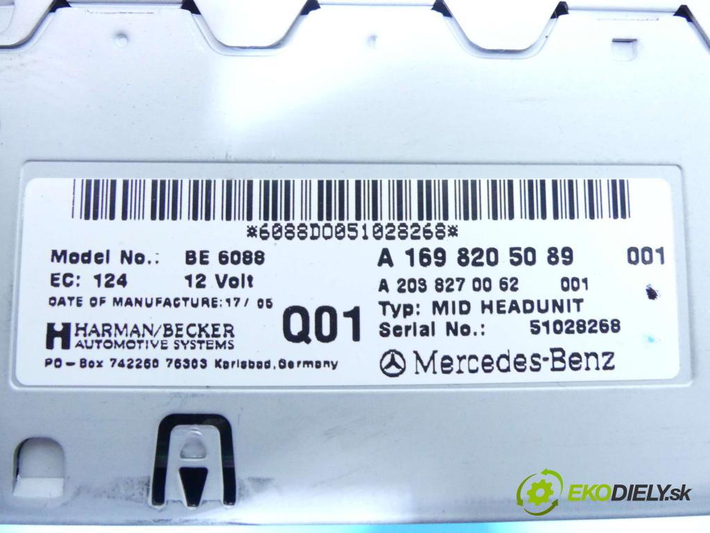 Mercedes B W245 2005-2011 1.7 116 HP automatic 85 kW 1699 cm3 5- Radio originál A1698205089