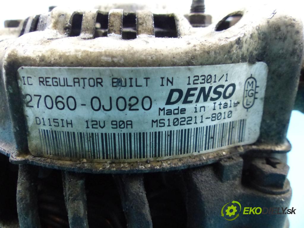 Toyota Yaris I 1999-2005 1.0 vvti 68 hp manual 50 kW 998 cm3 5- Alternator 27060-0J020 (Alternátory)