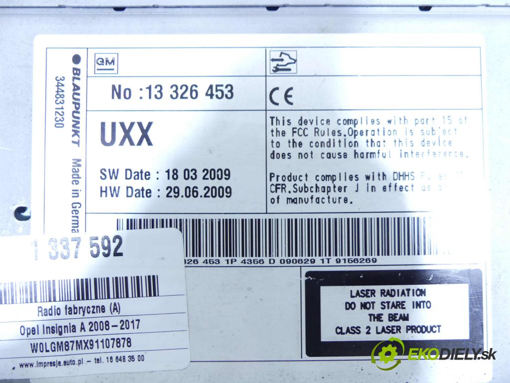 Opel Insignia A 2008-2017 2.0 cdti 160 HP automatic 118 kW 1956 cm3 5- Radio originál 13326453