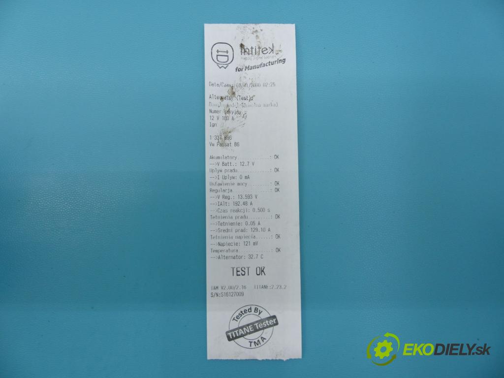 Vw Passat B6 2005-2010 1.9 tdi 105 HP manual 77 kW 1896 cm3 5- Alternator TG17C020-C1 (Alternátory)