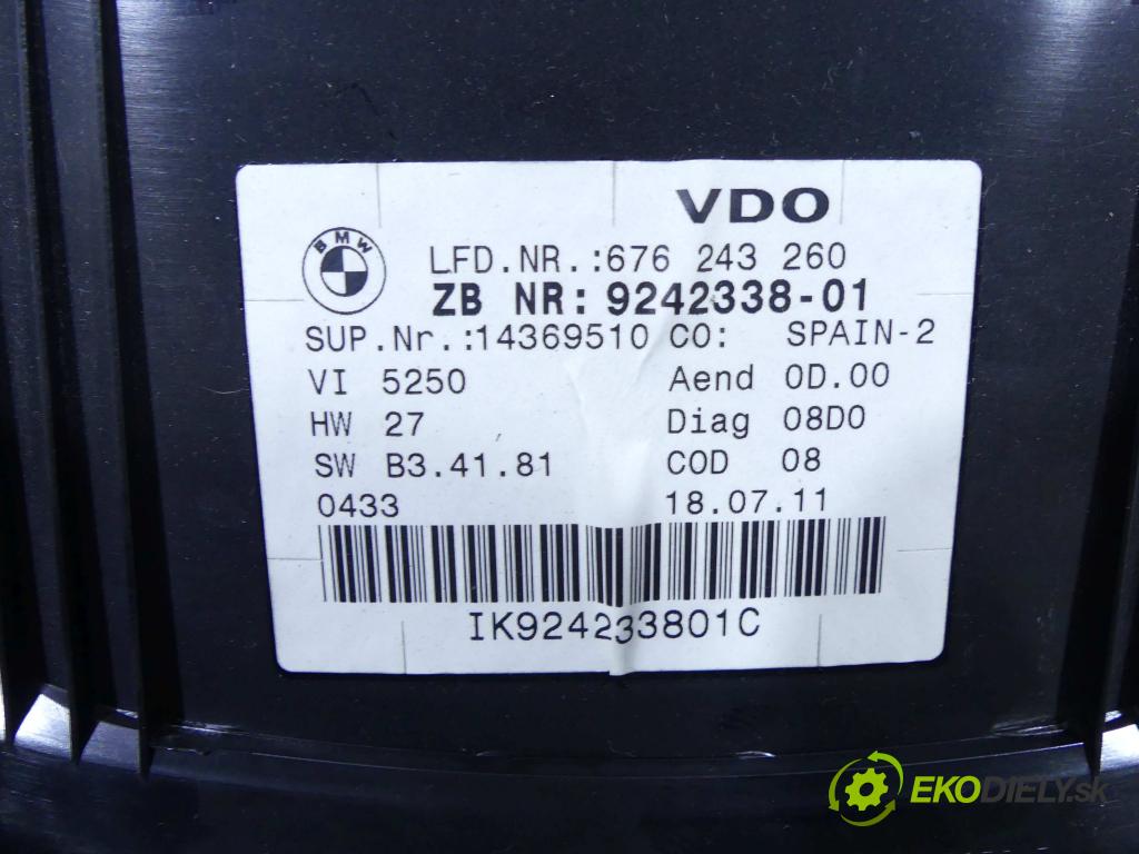 Bmw 3 E90 2005-2013 2.0 143 HP manual 105 kW 1999 cm3 4- prístrojovka/ budíky 9242338-01 (Prístrojové dosky, displeje)
