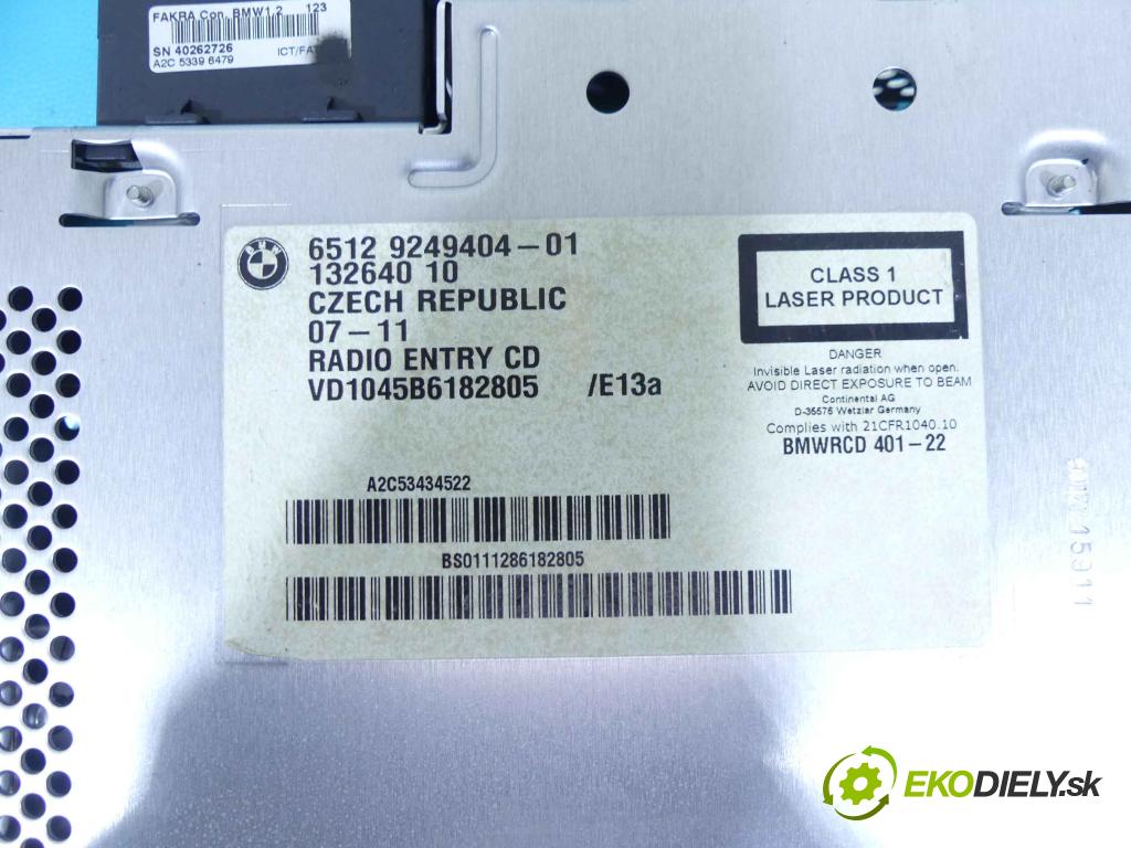 Bmw 3 E90 2005-2013 2.0 143 HP manual 105 kW 1999 cm3 4- Radio originál 9249404-01
