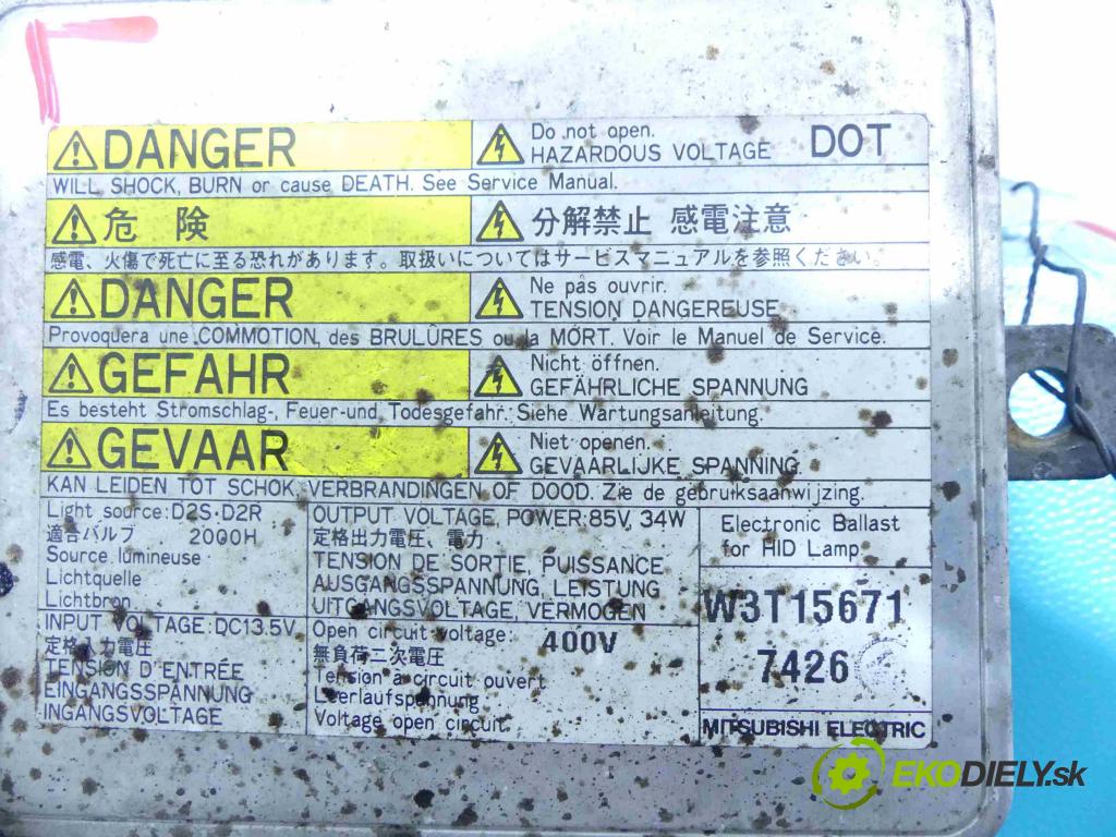 Mazda 5  2005-2010 2.0 citd 143 HP manual 105 kW 1998 cm3 5- střídač: xenon W3T15671 (Riadiace jednotky xenónu)