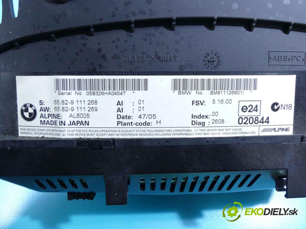 Bmw 5 E60 2003-2010 2.0d 150 HP manual 110 kW 1995 cm3 4- Zobrazit: 9111268 (Prístrojové dosky, displeje)