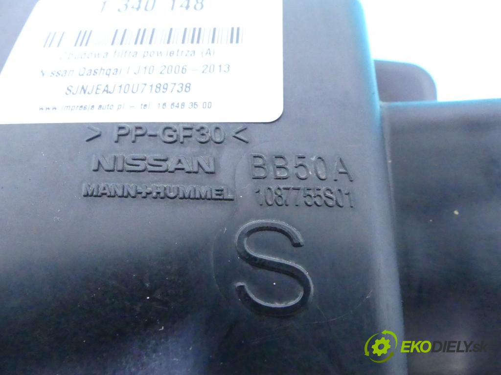 Nissan Qashqai I J10 2006-2013 1.6 dci 131 HP manual 96 kW 1598 cm3 5- obal filtra vzduchu 1087755S01 (Obaly filtrov vzduchu)