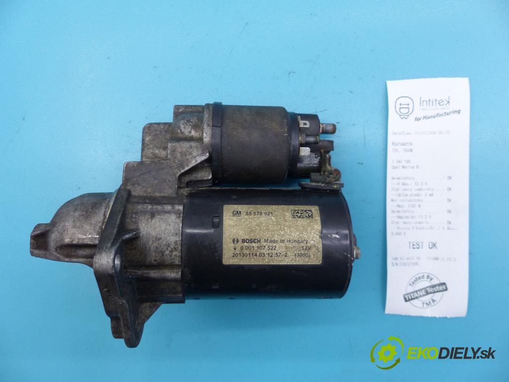 Opel Meriva B 2010-2017 1.4 T 120 HP manual 88 kW 1364 cm3 5- štartér 55578921 (Štartéry)
