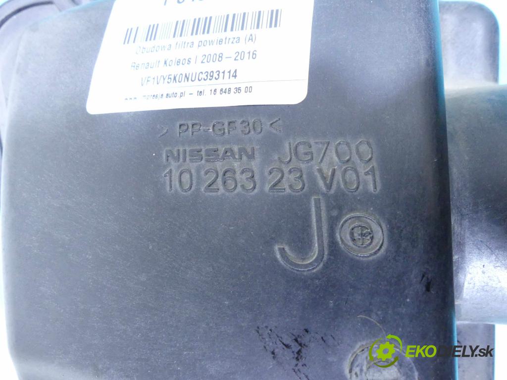 Renault Koleos I 2008-2016 2.0 dci 150 HP manual 110 kW 1995 cm3 5- obal filtra vzduchu JG700 (Obaly filtrov vzduchu)