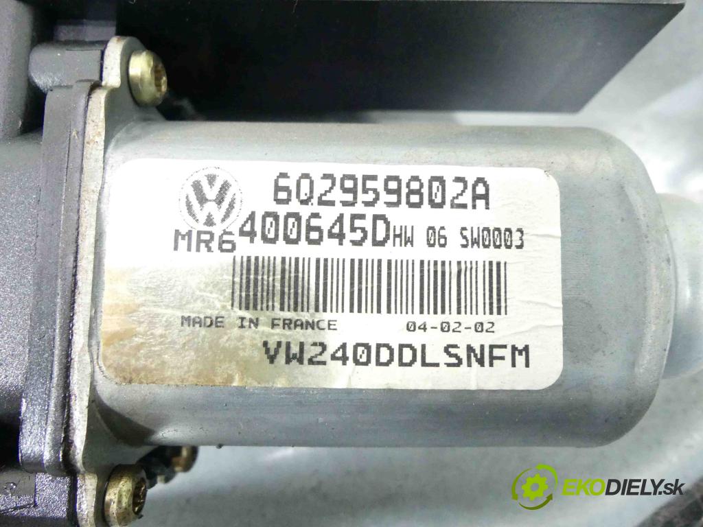 Vw Polo IV 9N 2001-2009 1.4 16V 75 hp manual 55 kW 1390 cm3 5- mechanismus stahování přední levý 6Q2959802A