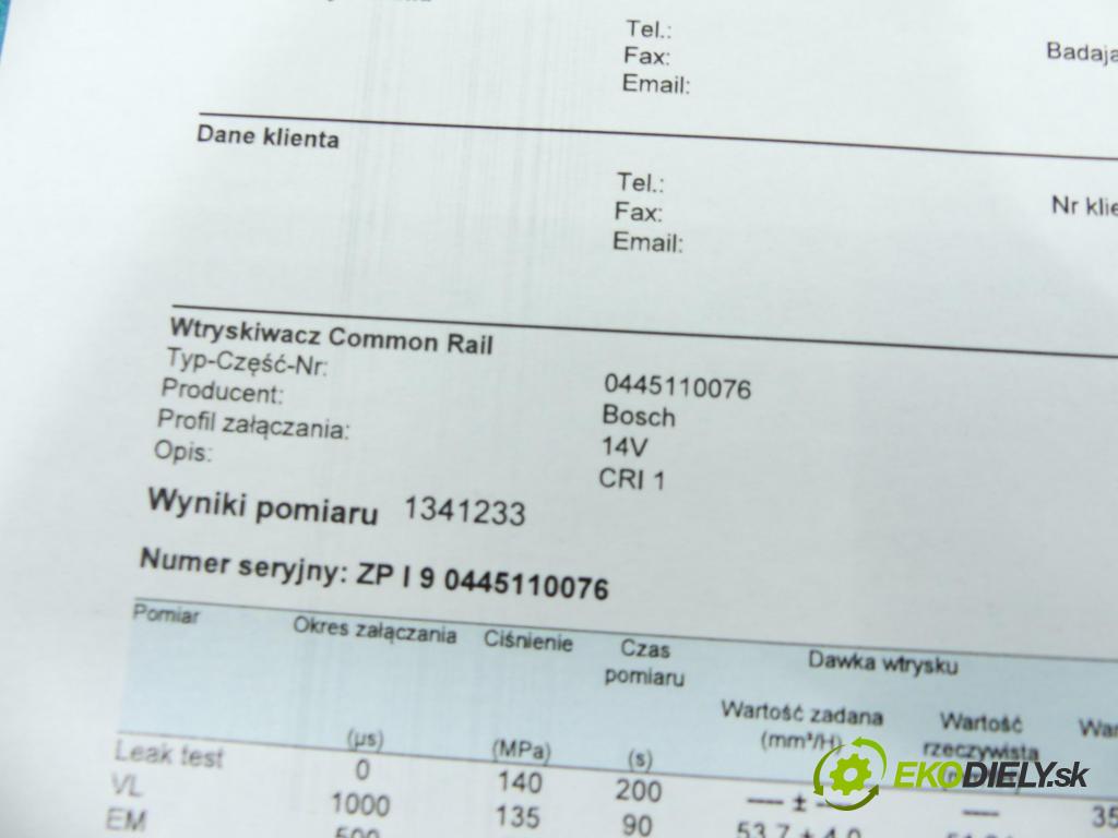 Peugeot 307 2.0 HDI 107 HP manual 79 kW 1997 cm3 5- vstrek 0445110076 (Vstrekovače)