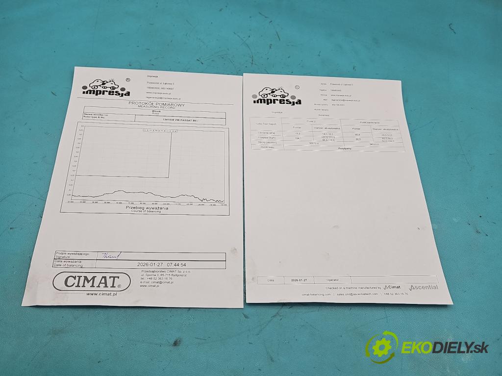 Vw Passat B5 1995-2005 1.9 tdi 110 HP manual 81 kW 1896 cm3 5- turbodúchadlo, turbo repasovaná 454158-3