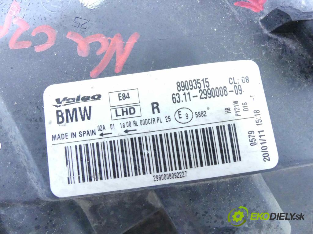 Bmw X1 E84 2009-2015 2.0d 136 HP manual 100 kW 1995 cm3 5- Reflektor: pravý 2990008 (Pravé)