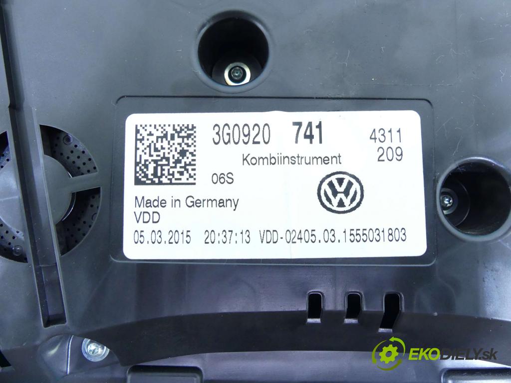 Vw Passat B8 2014 - 2.0 tdi 150 HP manual 110 kW 1968 cm3 5- prístrojovka/ budíky 3G0920741 (Prístrojové dosky, displeje)