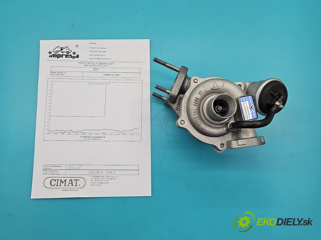 Fiat Idea 1,3.0 jtd 69KM manual 51 kW 1248 cm3 5- Turbodmychadlo repasováno 54359700005