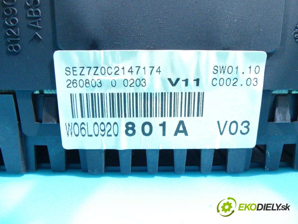 Seat Ibiza III 6L 2002-2008 1.4 tdi 75 HP manual 55 kW 1422 cm3 5- prístrojovka/ budíky 6L0920801A (Prístrojové dosky, displeje)