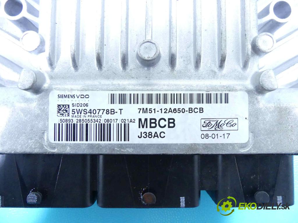 Ford Focus Mk2 2004-2011 1.8 tdci 116 hp manual 85 kW 1753 cm3 5- řídící jednotka motoru 7M51-12A650-BCB