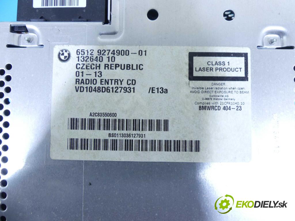 Bmw 1 F20 2011-2019 2.0d 116 HP manual 85 kW 1995 cm3 5- Radio originál 9274900