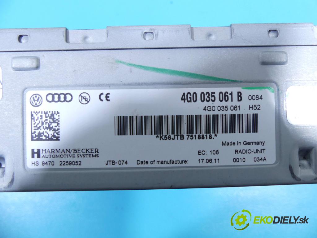 Audi A5 8T 2007-2016 3.0 V6 TDI 239KM automatic 176 kW 2967 cm3 5- Radio originál 4G0035061B