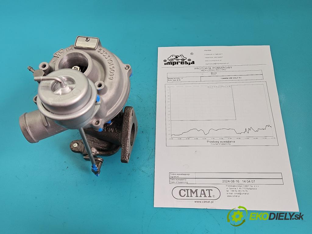 Vw Golf IV 1997-2003 1.9 tdi 90 HP manual 66 kW 1896 cm3 3- turbodúchadlo, turbo repasovaná K03-015