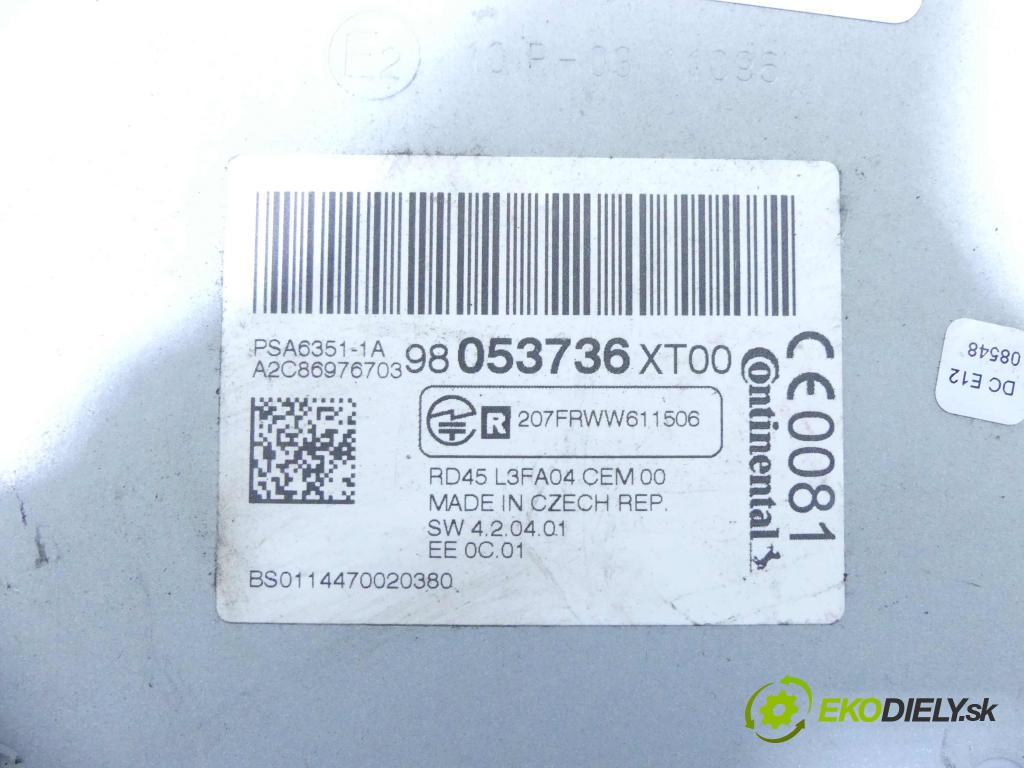 Citroen C3 II 2009-2016 1.4 hdi 68 HP manual 50 kW 1398 cm3 5- Radio originál 98053736XT