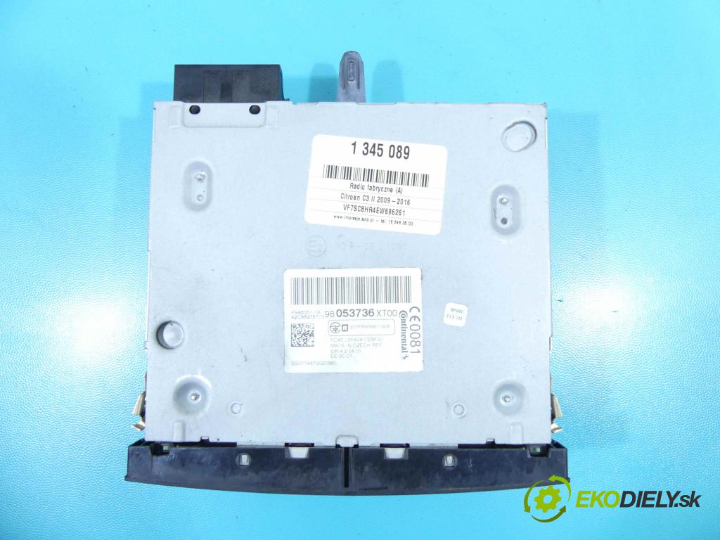Citroen C3 II 2009-2016 1.4 hdi 68 HP manual 50 kW 1398 cm3 5- Radio originál 98053736XT