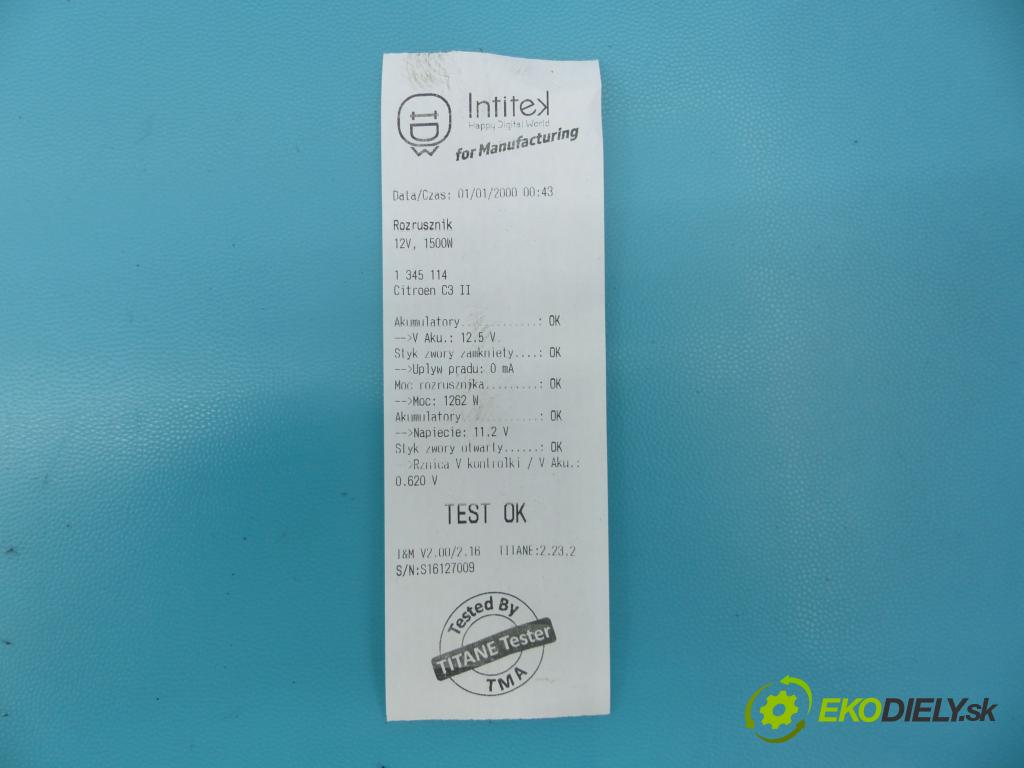 Citroen C3 II 2009-2016 1.4 hdi 68 hp manual 50 kW 1398 cm3 5- startér: 00986021651 (Startér)