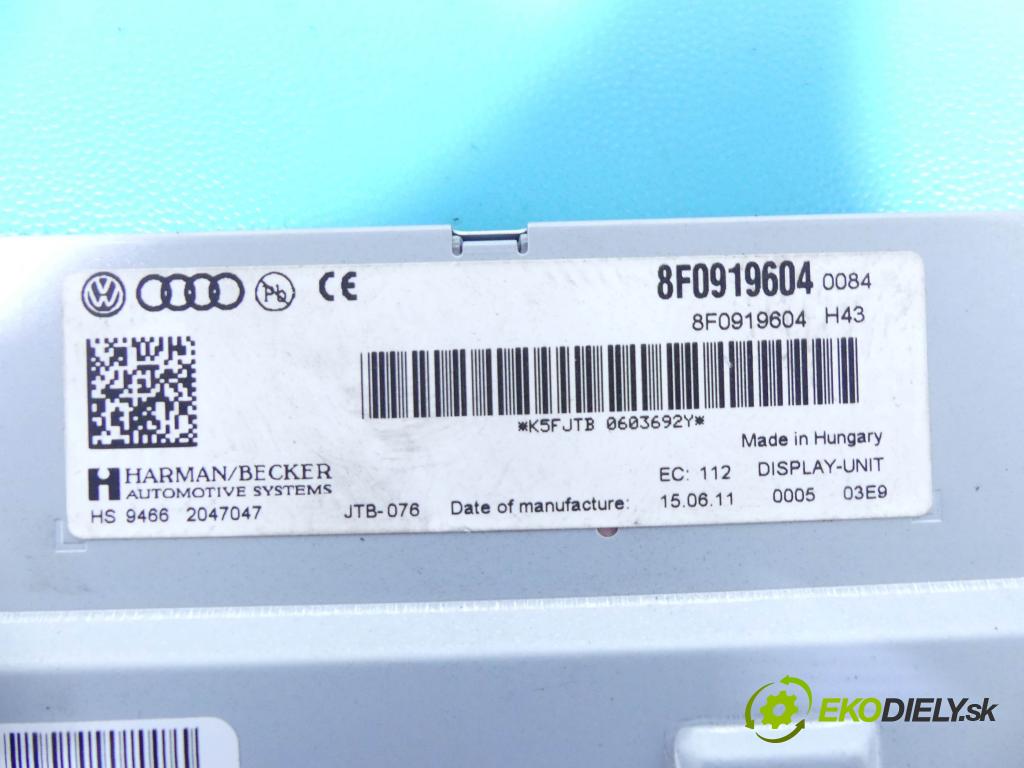 Audi A5 8T 2007-2016 3.0 V6 TDI 239KM automatic 176 kW 2967 cm3 5- Zobrazit: 8F0919604 (Prístrojové dosky, displeje)