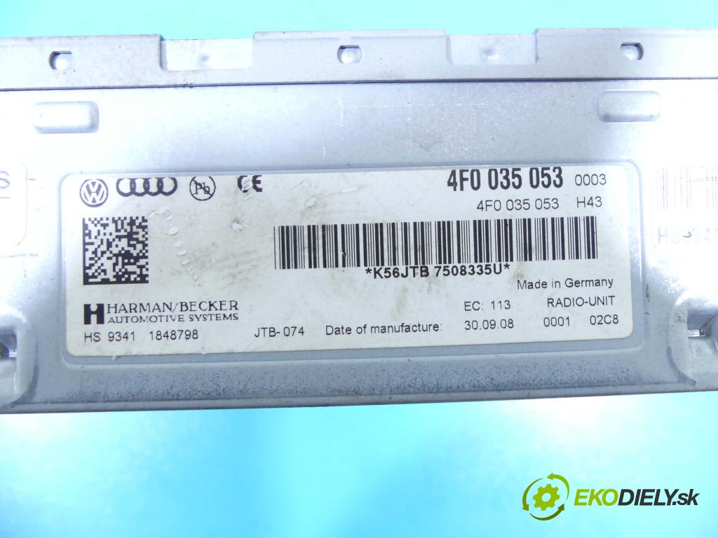 Audi A6 C6 2004-2011 3.0 V6 TFSI automatic 213 kW 2995 cm3 4- Radio továrna: 4F0035053