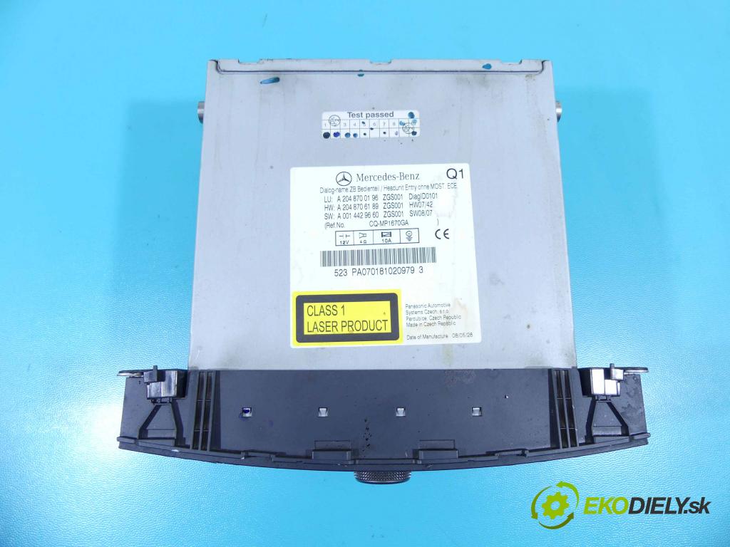 Mercedes C W204 2007-2014 2,2.0 CDI 170 HP automatic 125 kW 2148 cm3 4- Radio originál A2048700196