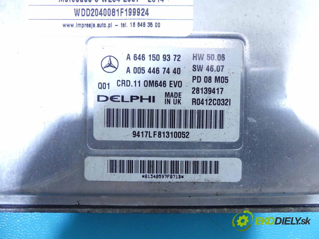 Mercedes C W204 2007-2014 2,2.0 CDI 170 hp automatic 125 kW 2148 cm3 4- řídící jednotka motoru A6461509372