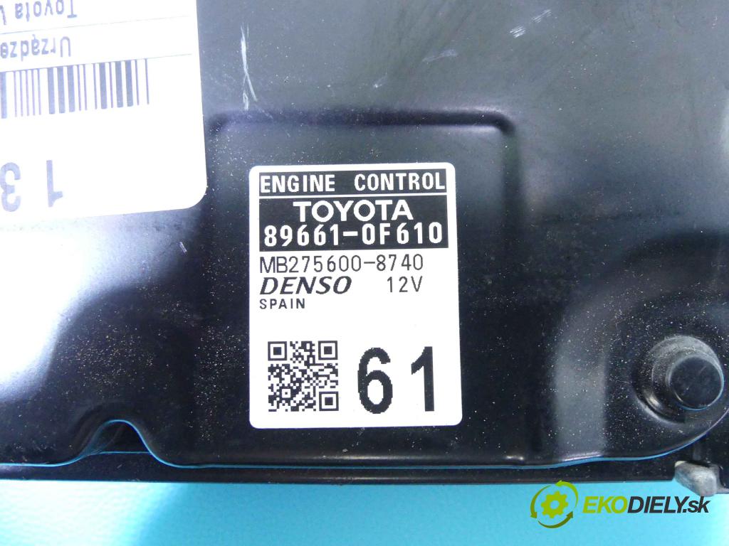 Toyota Verso 2009-2018 1.6 16V 132 hp manual 97 kW 1598 cm3 5- řídící jednotka motoru 89661-0F610