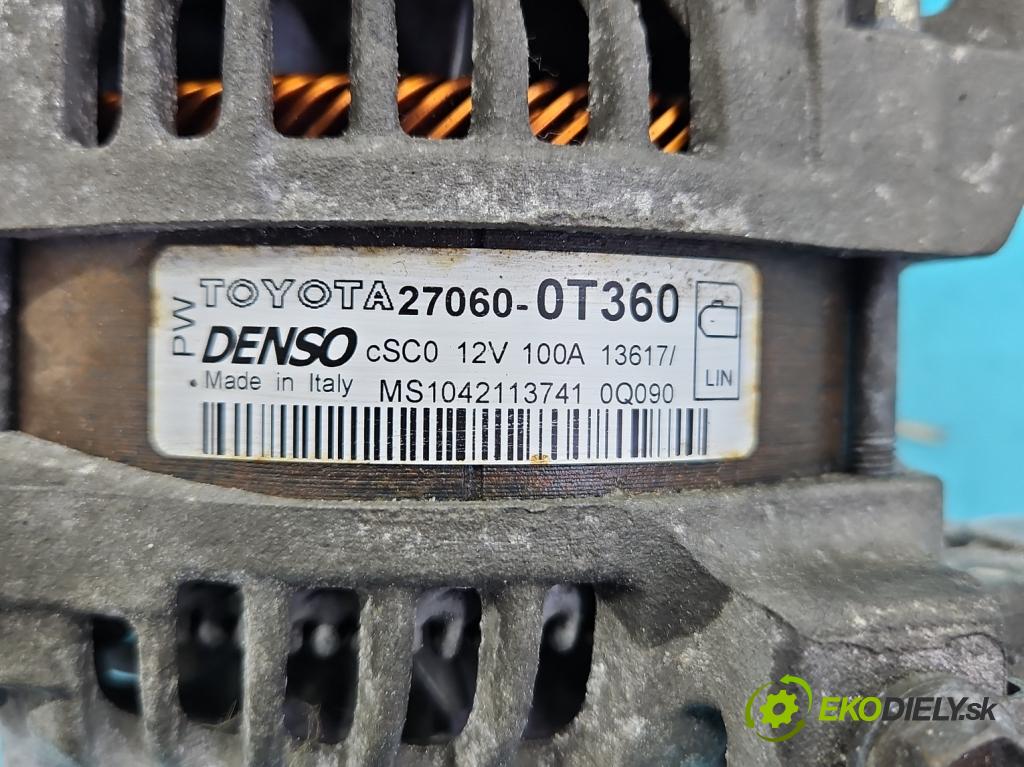 Toyota Verso 2009-2018 1.6 16V 132 hp manual 97 kW 1598 cm3 5- Alternator 27060-0T360 (Alternátory)