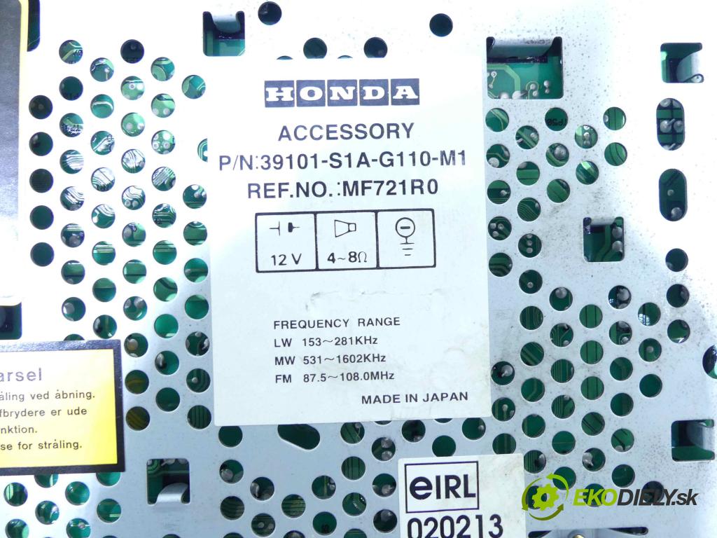 Honda Accord VI 1998-2002 1,8.0 16V 136 HP automatic 100 kW 1850 cm3 5- Radio originál 39101-S1A-G110-M1