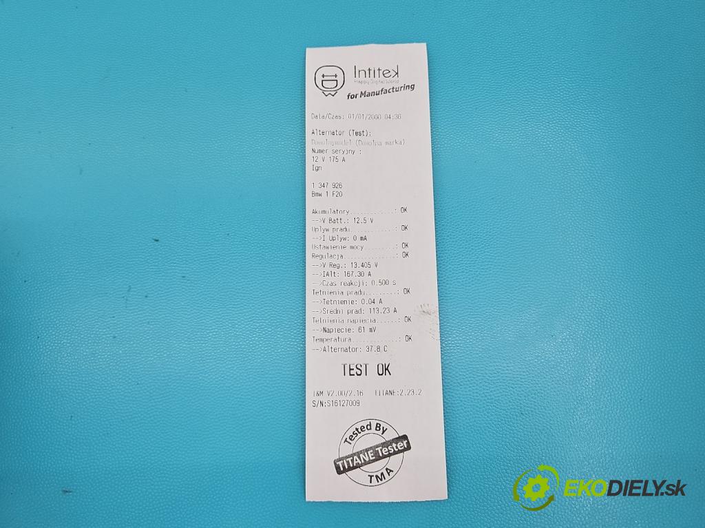 Bmw 1 F20 2011-2019 2.0d 116 hp manual 85 kW 1995 cm3 5- Alternator 8519890 (Alternátor)