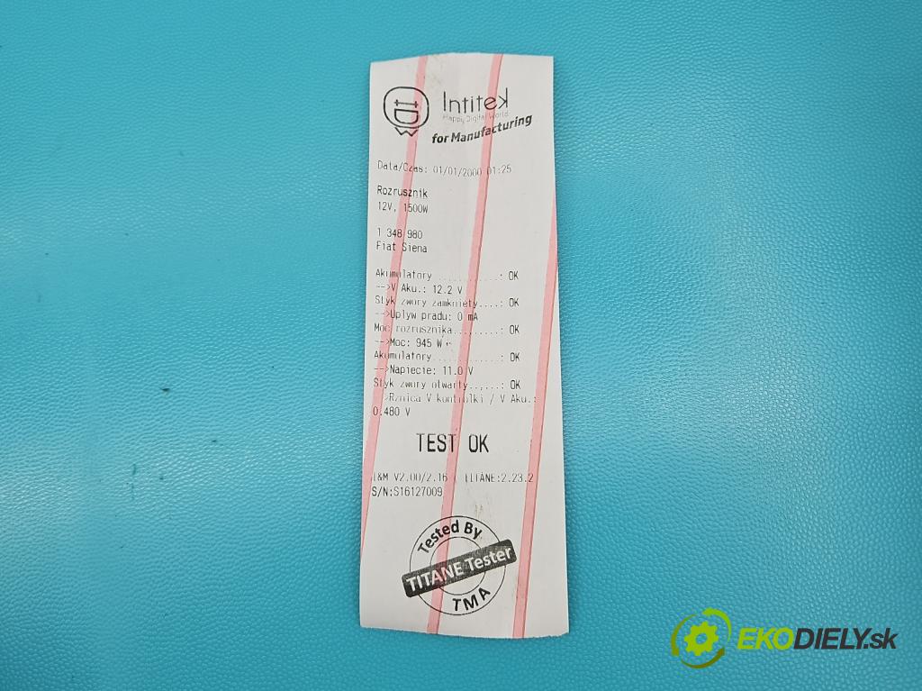 Fiat Siena 1.4 69KM manual 51 kW 1372 cm3 4- štartér  (Štartéry)