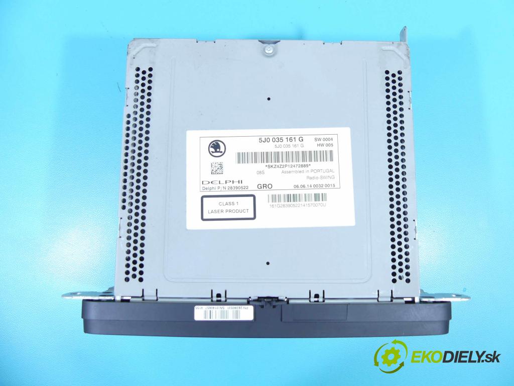 Skoda Roomster 1.4 16V 86 HP manual 63 kW 1390 cm3 5- Radio originál 5J0035161G