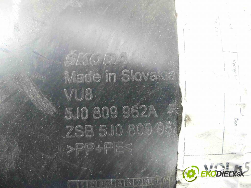 Skoda Roomster 1.4 16V 86 hp manual 63 kW 1390 cm3 5- blatník: přední pravé 5J0809962A