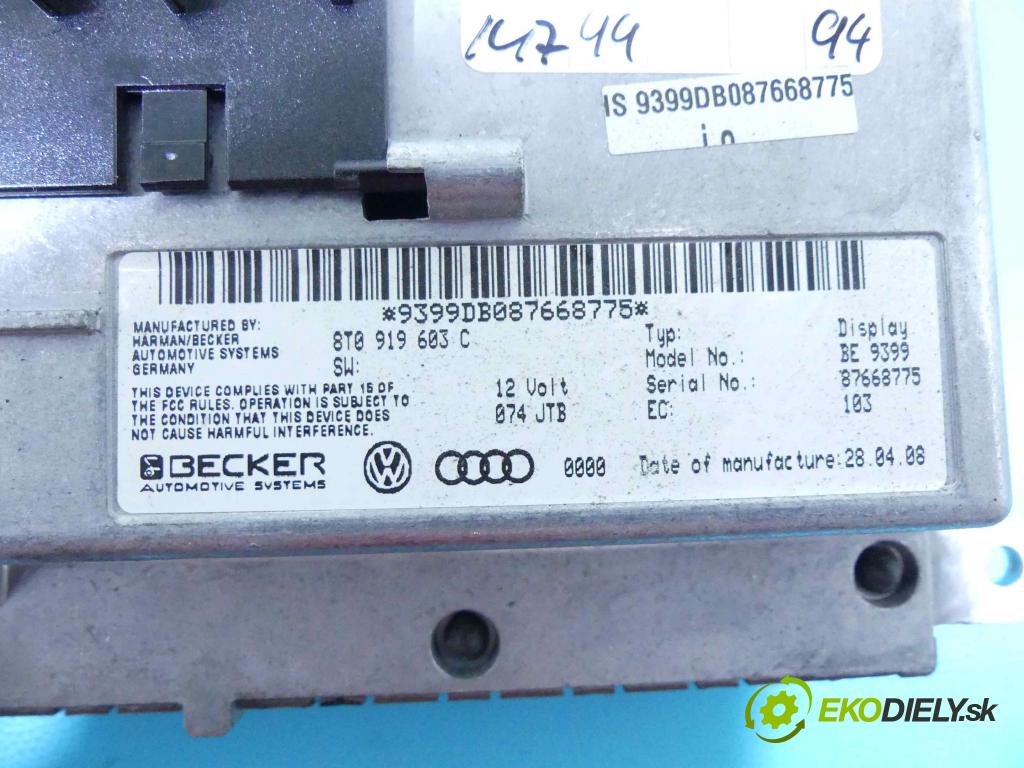 Audi A4 B8 2007-2015 2.0 tdi 143 HP manual 105 kW 1968 cm3 5- Zobrazit: 8T0919603C (Prístrojové dosky, displeje)